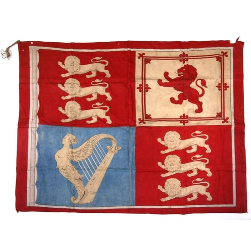 229 - An early 20th century King Edward VII Coronation cotton flag 80cms (31.5ins) by 70cms (27.5ins), tog... 