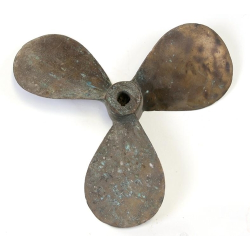 300 - A three bladed bronze boat Propeller. Approximate diameter 30.5cms (12ins)