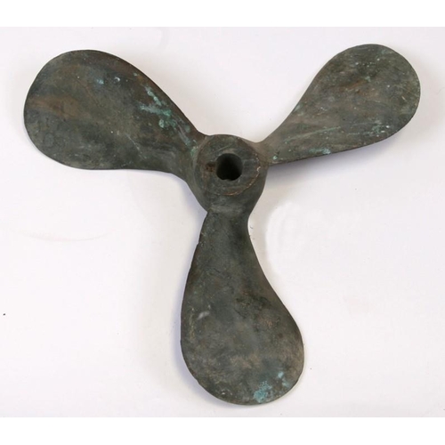 301 - A three bladed bronze boat Propeller. Approximate diameter 33cms (13ins)