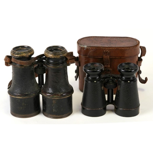 304 - A pair of Military Regulation Grande Lumiere field glasses in leather case; together with a similar ... 