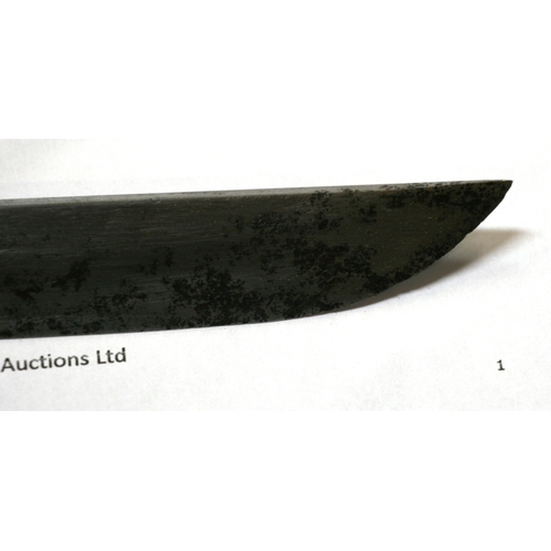 309 - A Japanese WWII kutana with plain cast tsuba, housed in a wooden scabbard, 99cm (39ins) long.