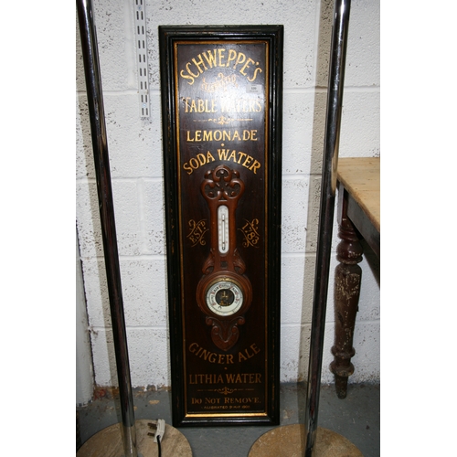 120 - A Victorian oak barometer thermometer mounted on a board with gilt lettering 