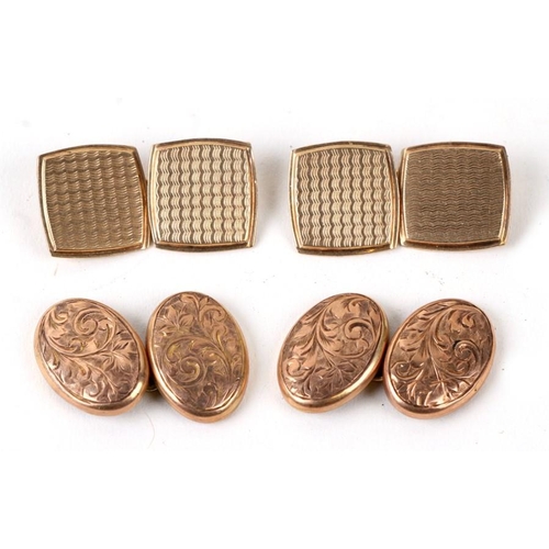 1034 - Two pairs of 9ct gold cufflinks. 8g