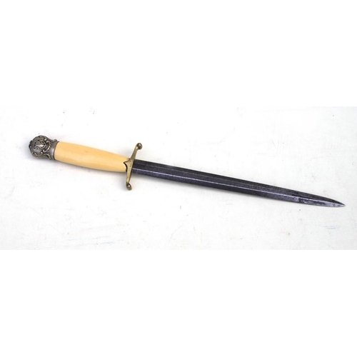 1064 - A stiletto dagger having the blade of a WW2 Third Reich Army dress dagger made by E. & F. HORSTE... 