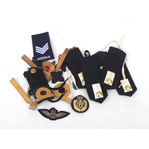 1072 - Three pairs of Royal Navy shoulder boards, an Army Air Corps Pilots Badge, together with other Milit... 