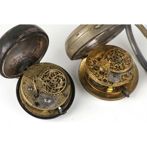 117 - An 18th century open faced fusee verge pocket watch, the movement signed Geo Fremann, London. The wh... 