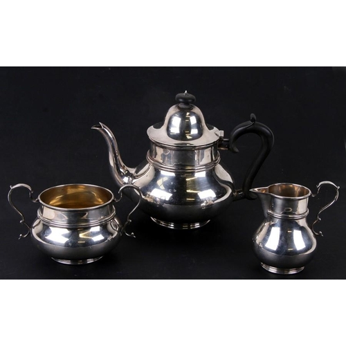 191 - A silver three piece teaset in the Dutch style. Sheffield 1912.  1100g