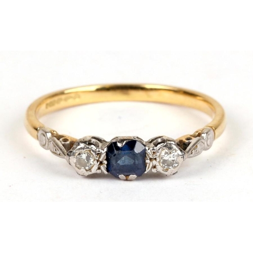 267 - An 18ct gold sapphire and diamond ring, approx UK size 'T'.