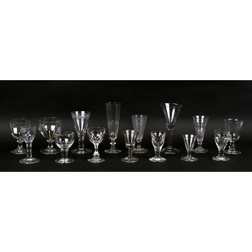 28 - A quantity of 18th / 19th century wine glasses and similar glasses.