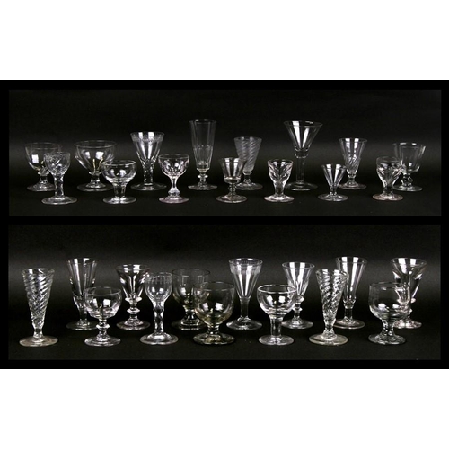 28 - A quantity of 18th / 19th century wine glasses and similar glasses.