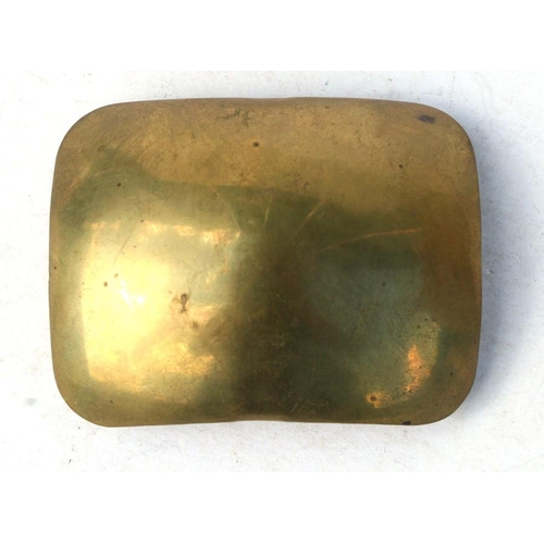 284 - An 18th century brass shoulder belt plate with fittings to reverse. 7.5cms (3ins) by 6cms (2.25ins),... 