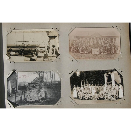 285 - A postcard album with approximately 80 early to mid 20th century Military postcards including WW1 si... 