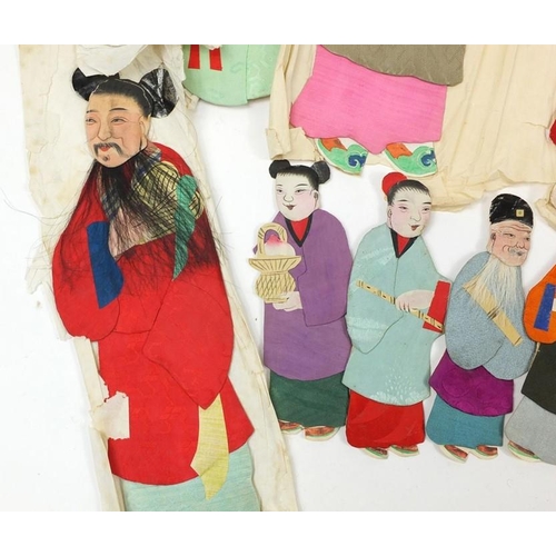 404 - A group of early 20th century Chinese silk and hand painted paper figures