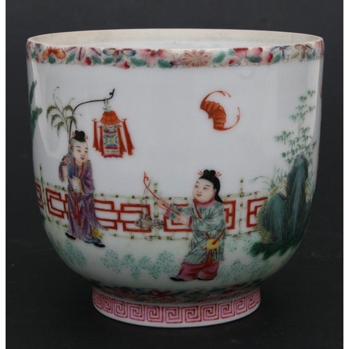 408 - A Chinese Republic period pot decorated with a procession of boys, red seal mark to the underside, 1... 