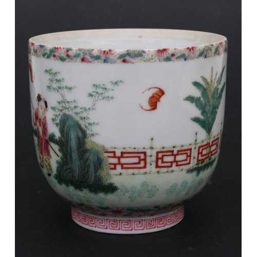 408 - A Chinese Republic period pot decorated with a procession of boys, red seal mark to the underside, 1... 