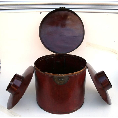 479 - A group of three Mandarin hats in original three-tier lacquer travel case.