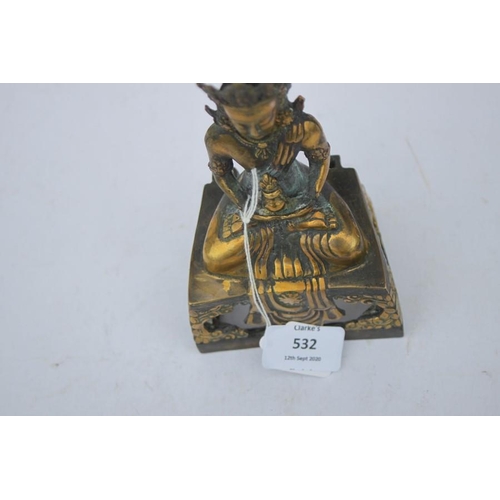 496 - A Chinese bronze figure of a seated Buddha in meditation, 16cms (6.25ins) high.