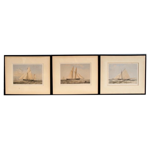 711 - A set of six 19th century coloured lithographs depicting shipping scenes, titled Kriemhilda, Egeria,... 