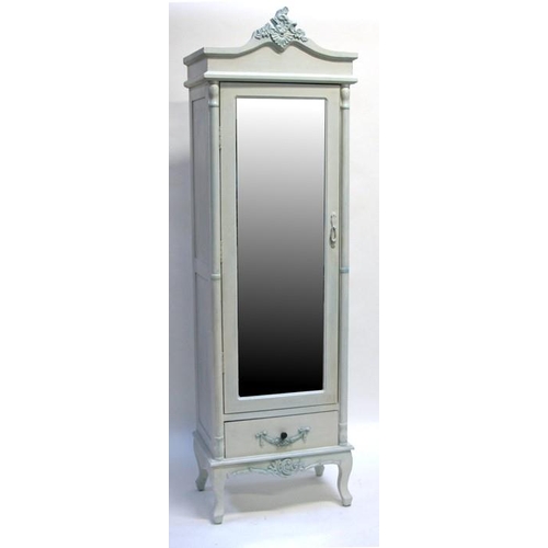 744 - A French painted single mirrored door armoire, 54cms (21ins) wide.