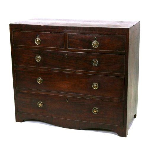 786 - An early 19th century mahogany chest with two short and three long graduated drawers, 92cms (36ins) ... 