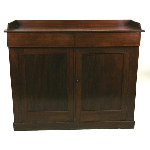 797 - A Victorian side cabinet with two frieze drawers above a pair of panelled doors, on a plinth base, 1... 