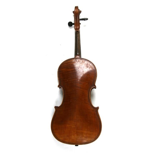 893 - A late 19th / early 20th century German Paolo Maggini Dresden style violin and bow with 38cms (15ins... 