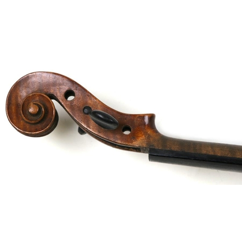 893 - A late 19th / early 20th century German Paolo Maggini Dresden style violin and bow with 38cms (15ins... 