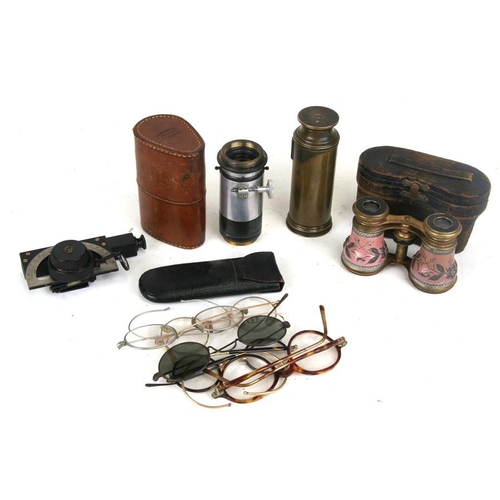 899 - A leather cased Dallmeyer optical lens; a CJG Ltd military issue level; a brass Dolland telescope, a... 