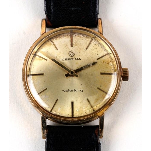 904 - A gentleman's Certina Waterking wristwatch, the silvered dial with baton markers.