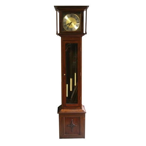 917 - A modern longcase clock fitted with a Westminster chime three-train movement, in a mahogany case, 19... 