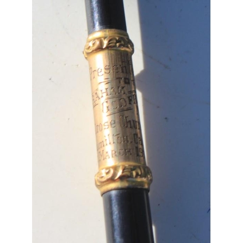 93 - A presentation Conductors Baton with engraving: Presented to Graham Godfrey Mus Bac from Melrose Chu... 