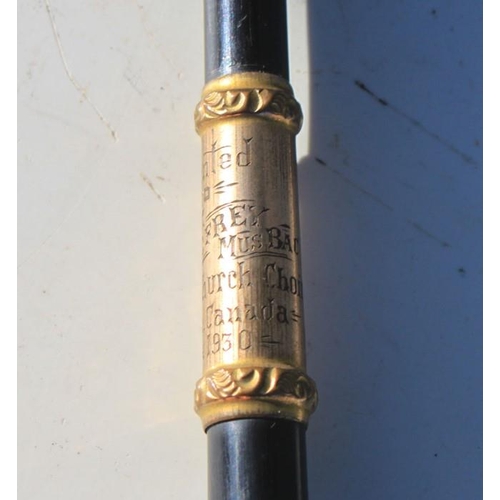 93 - A presentation Conductors Baton with engraving: Presented to Graham Godfrey Mus Bac from Melrose Chu... 