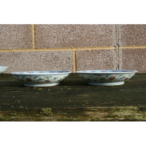 529 - A pair of Chinese shallow dishes decorated with foliate scrolls, blue seal mark to the underside, 16... 