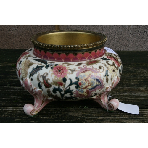 47 - A Zsolnay Pecs oil lamp base, model no. 1570, 15cms (6ins) high.