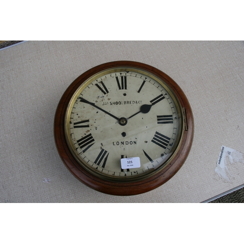 121 - A 19th century mahogany cased wall clock, the 10 inch white painted dial with Roman numerals, signed... 