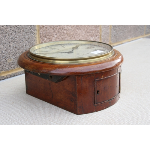 121 - A 19th century mahogany cased wall clock, the 10 inch white painted dial with Roman numerals, signed... 