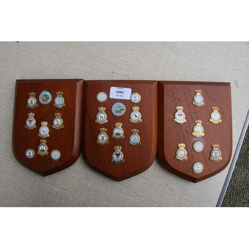 1062 - Fourteen Royal Air Force wall shields or plaques 14cms (5.5ins) by 19cms (7.5ins) together with a VR... 