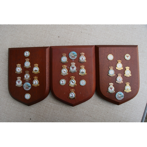 1062 - Fourteen Royal Air Force wall shields or plaques 14cms (5.5ins) by 19cms (7.5ins) together with a VR... 