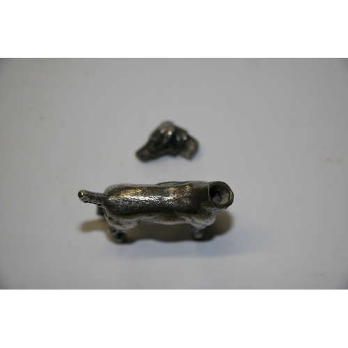 174 - A novelty silver pepper caster in the form of a standing hound, maker's mark for William Comyns & So... 