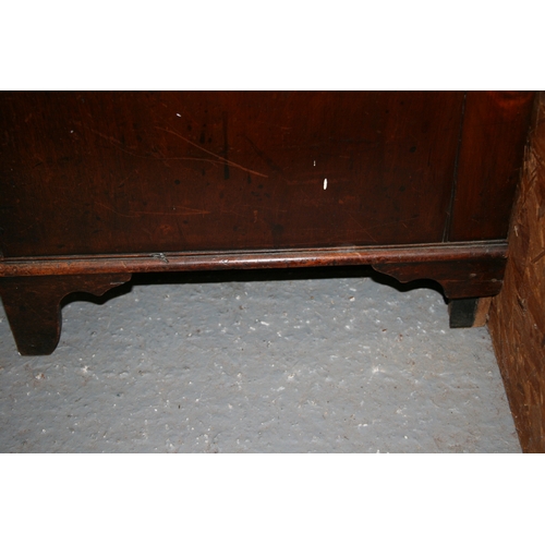 741 - A 19th century mahogany chest of two short and three long graduated drawers, on bracket feet, 98cms ... 