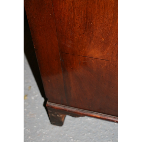 741 - A 19th century mahogany chest of two short and three long graduated drawers, on bracket feet, 98cms ... 