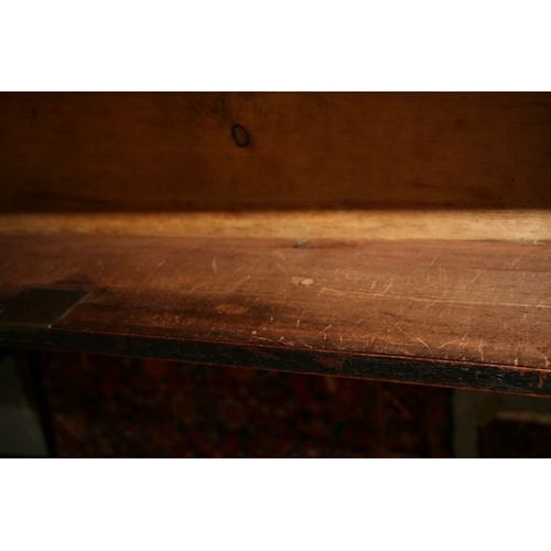 741 - A 19th century mahogany chest of two short and three long graduated drawers, on bracket feet, 98cms ... 