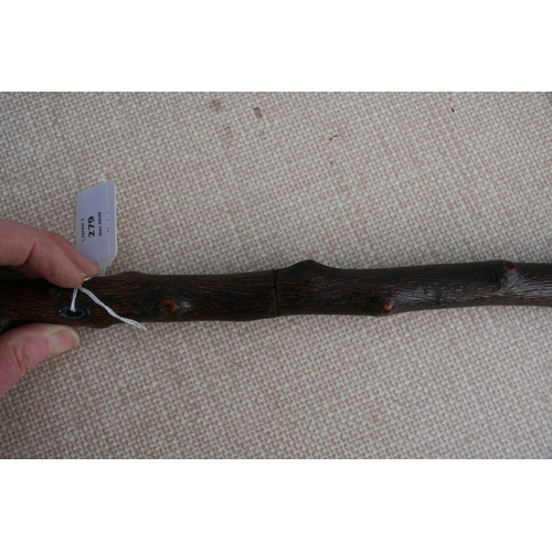 279 - A knotted wood (possibly Blackthorn) sword stick with tapering tapering steel blade. 85cm ( 33.5 ins... 