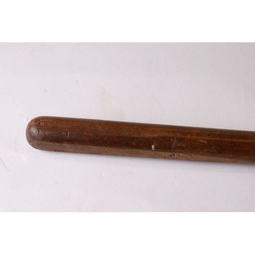 283 - A late Victorian / Edwardian ebony truncheon, 54cms (21ins) long; together with two similar truncheo... 