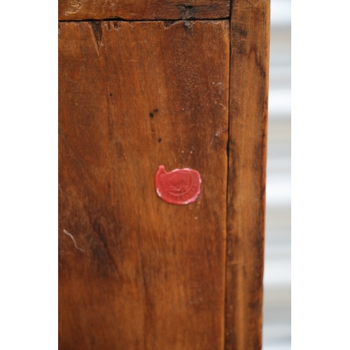 538 - A Chinese carved wooden table top cabinet with a carved and pierced fall front revealing a fitted in... 