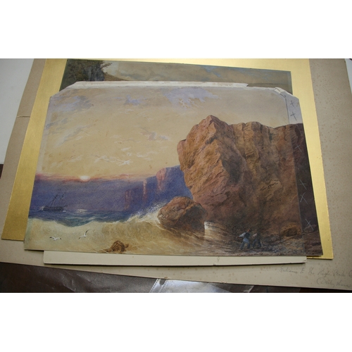 677 - A quantity of Victorian school watercolour paintings to include seascapes and landscapes.