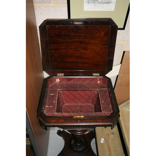 738 - A Victorian rosewood trumpet work table. 45cm (17.75 ins) wide