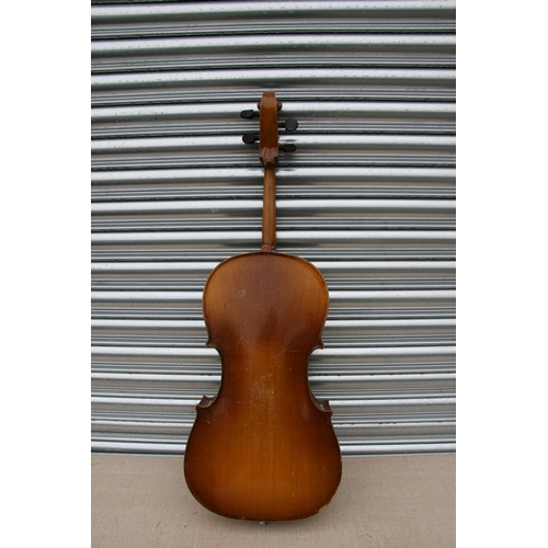 891 - A cello with one-piece back, in a soft carry case, 122cms (48ins) high; together with another simila... 