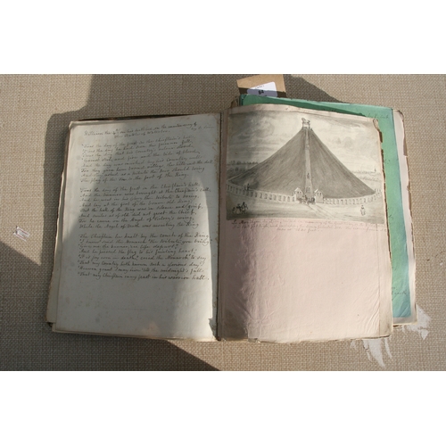 84 - An early 19th century scrap album of letters, pictures and scraps including many stampless covers.