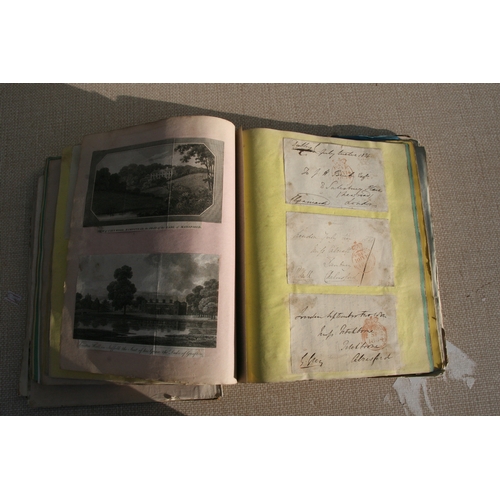 84 - An early 19th century scrap album of letters, pictures and scraps including many stampless covers.